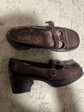 Mudd Women's Dark Brown Mary Jane Chunky Heel Shoes